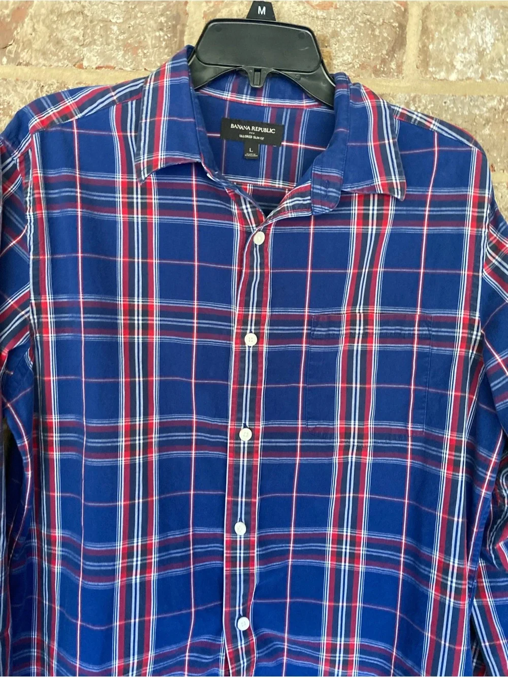 Banana Republic  Slim Fit Button Down Shirt - Size Large blue red white